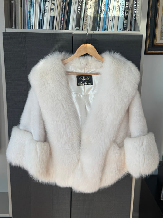 Vintage White Mink & Fox Fur Cape