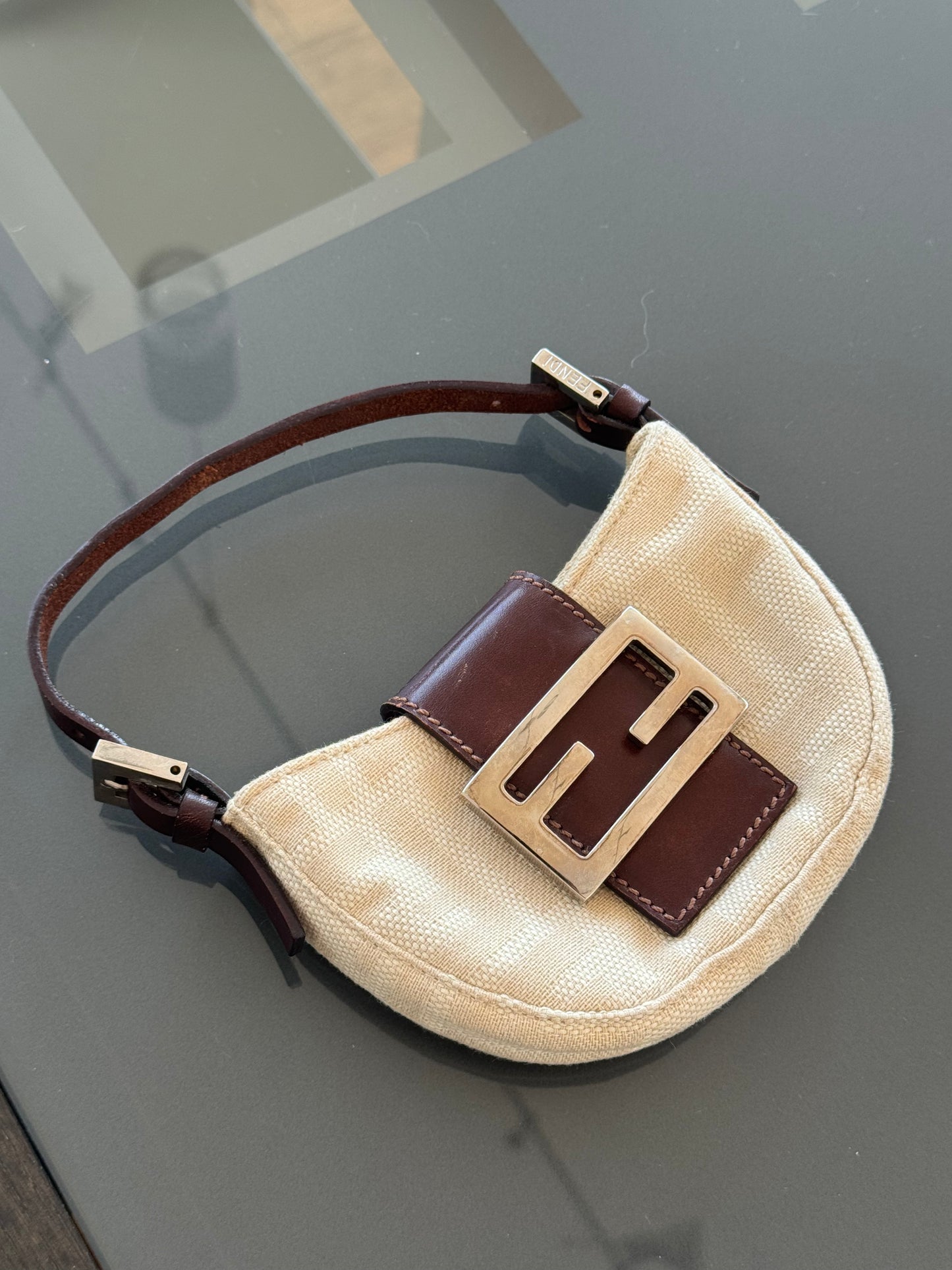 Vintage Fendi Zucca Canvas Mini Croissant Bag