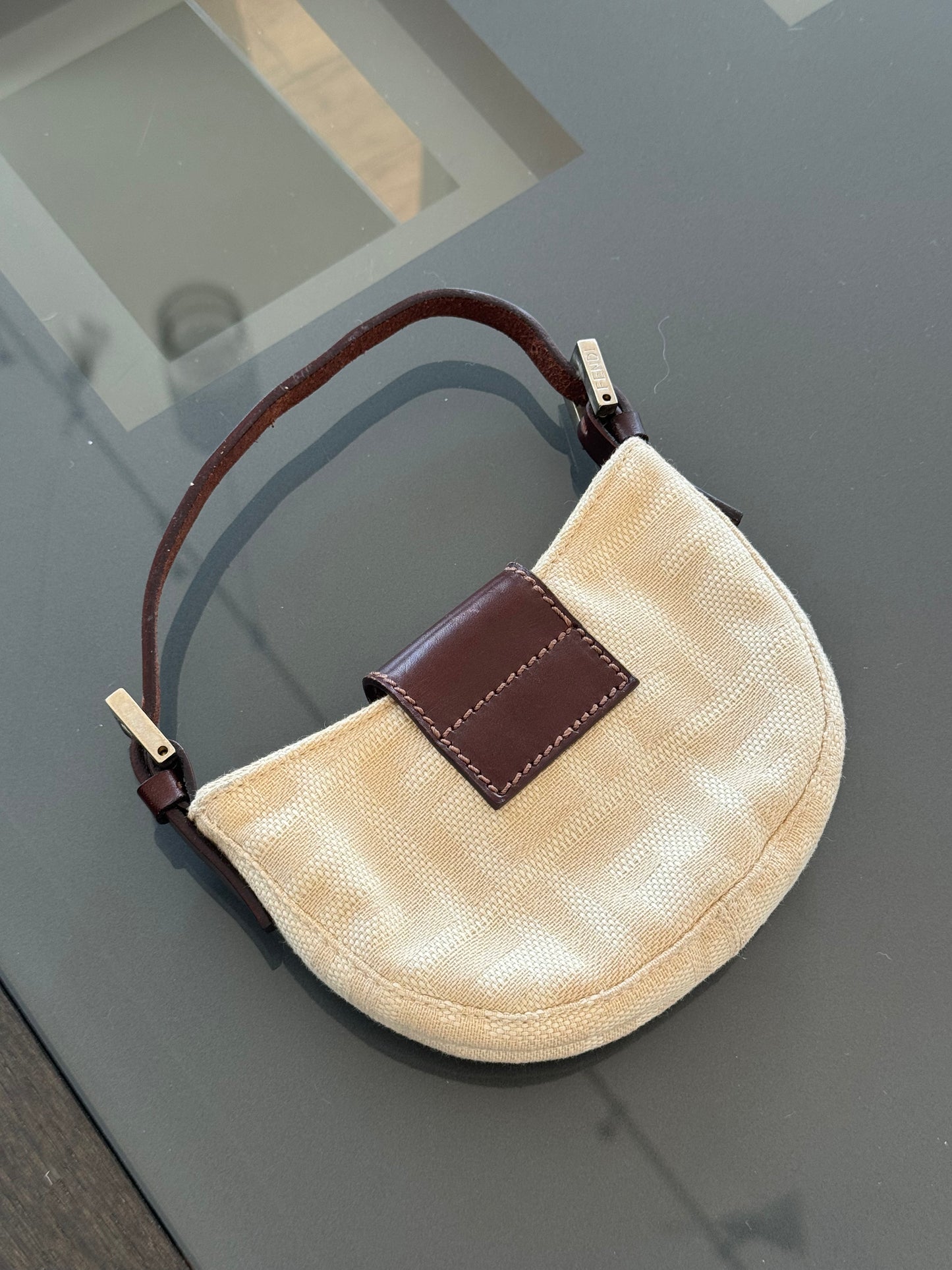 Vintage Fendi Zucca Canvas Mini Croissant Bag