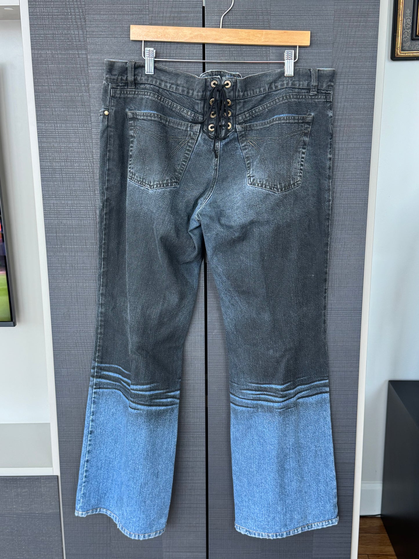 Vintage Roberto Cavalli Limited Edition Ombré Lace-Up Jeans
