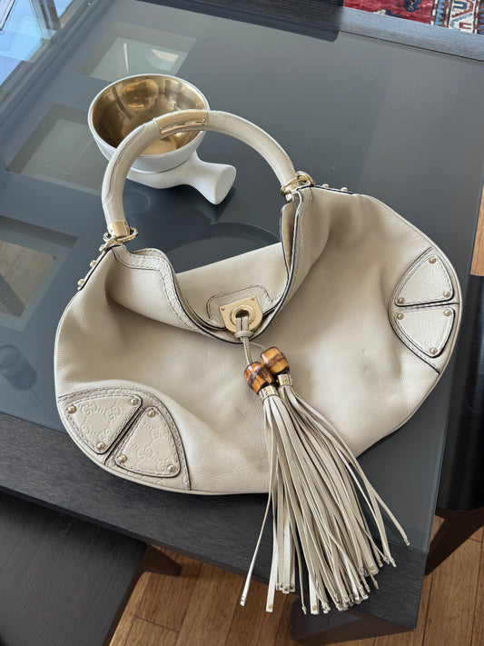 Gucci Large White Leather Indy Bag