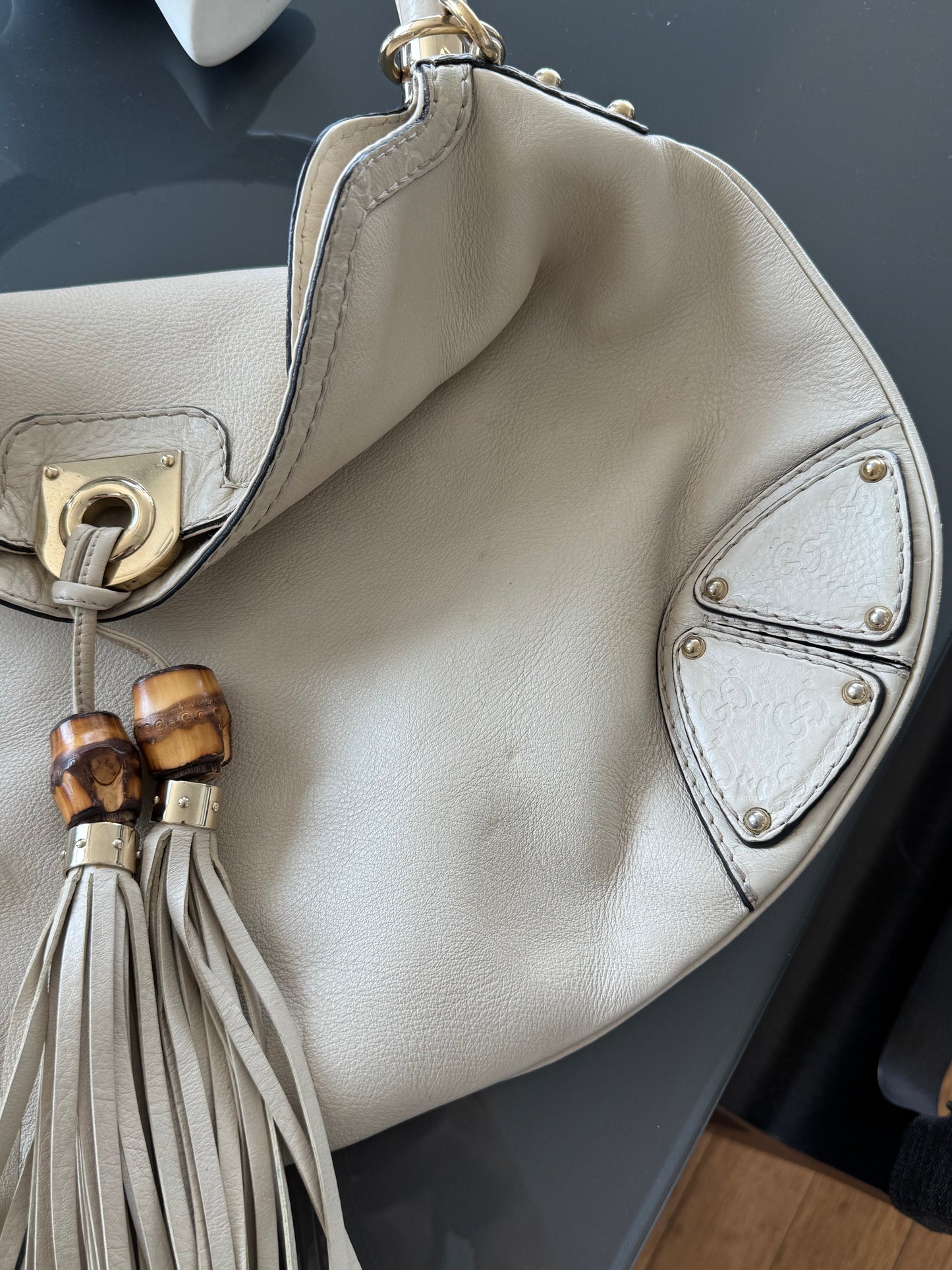 Gucci Large White Leather Indy Bag