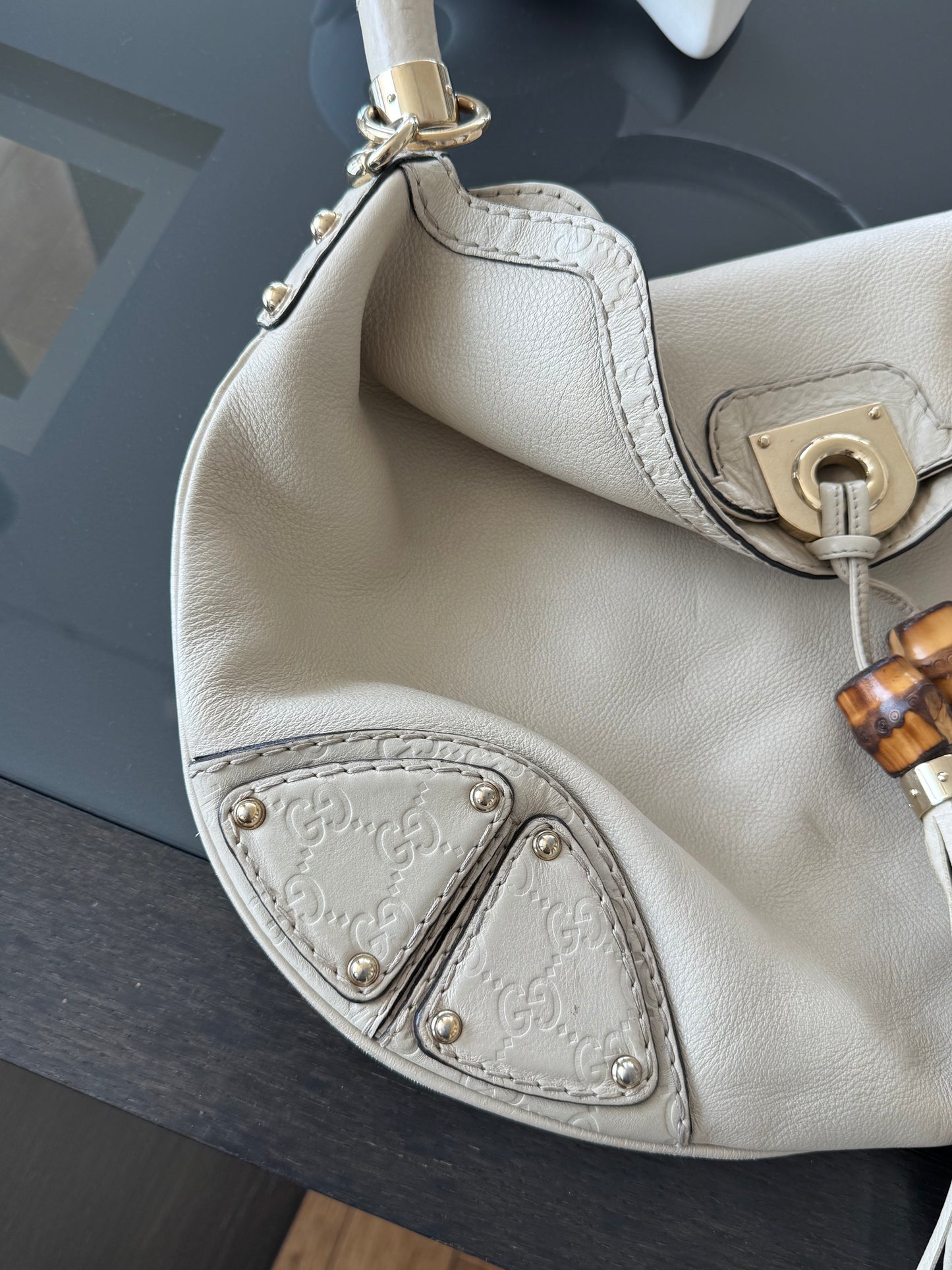 Gucci Large White Leather Indy Bag