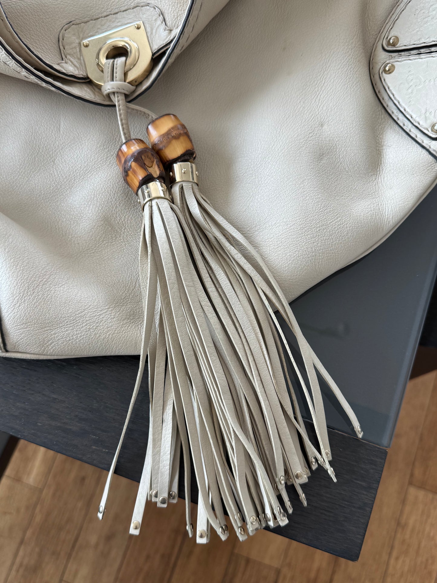 Gucci Large White Leather Indy Bag