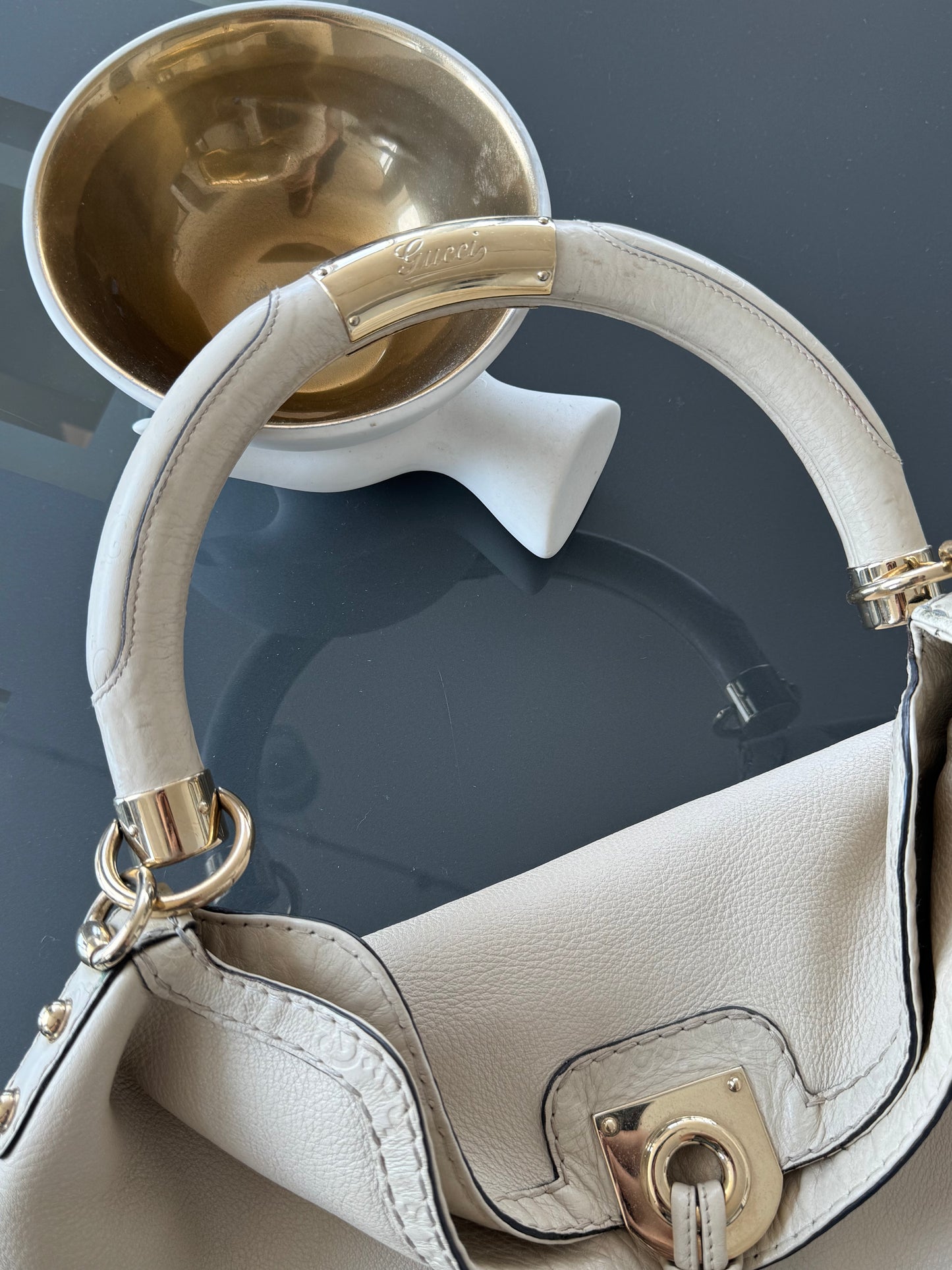 Gucci Large White Leather Indy Bag