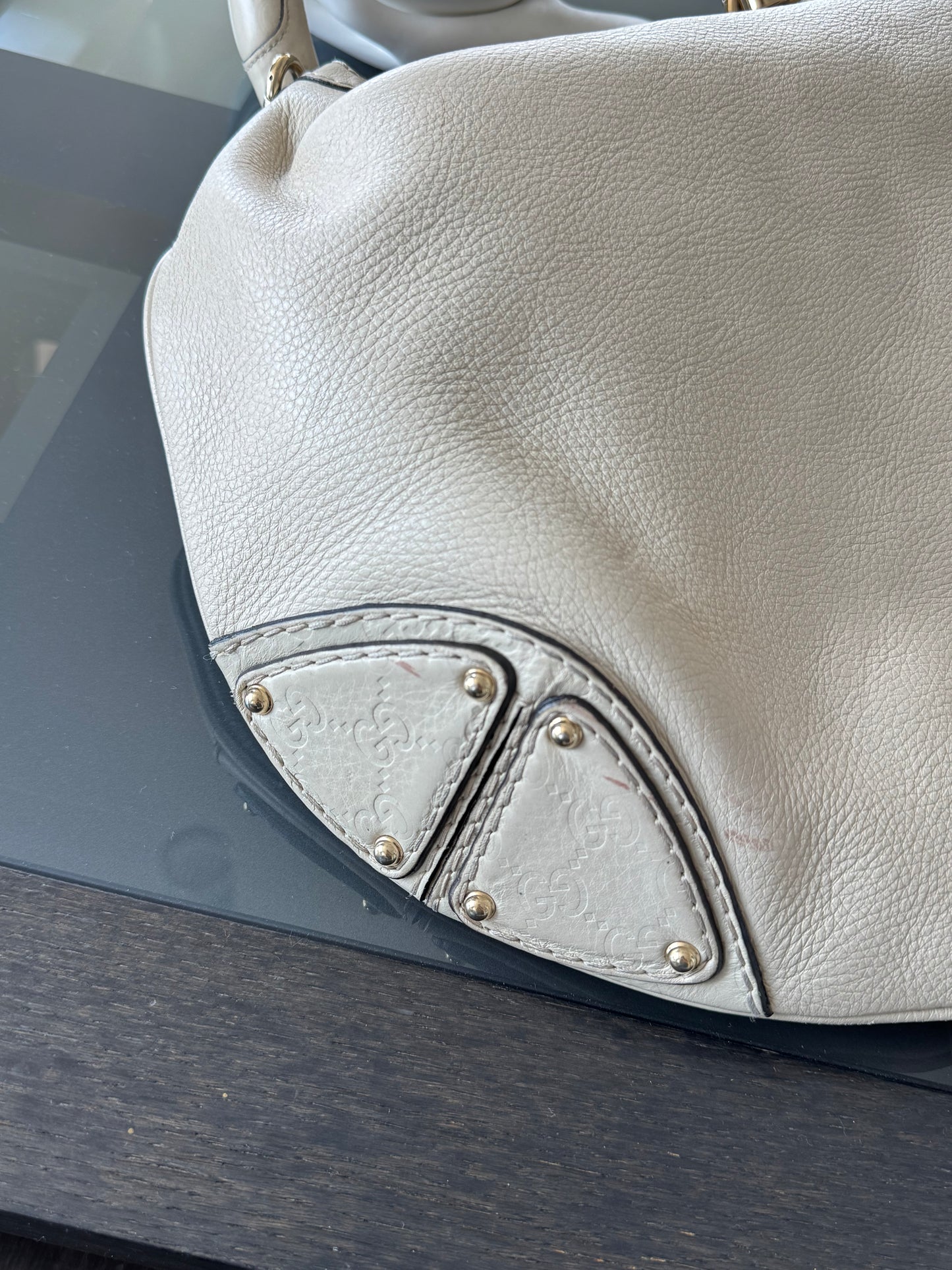 Gucci Large White Leather Indy Bag