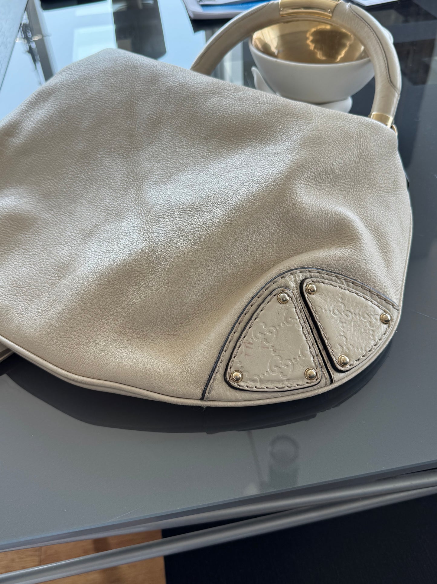 Gucci Large White Leather Indy Bag