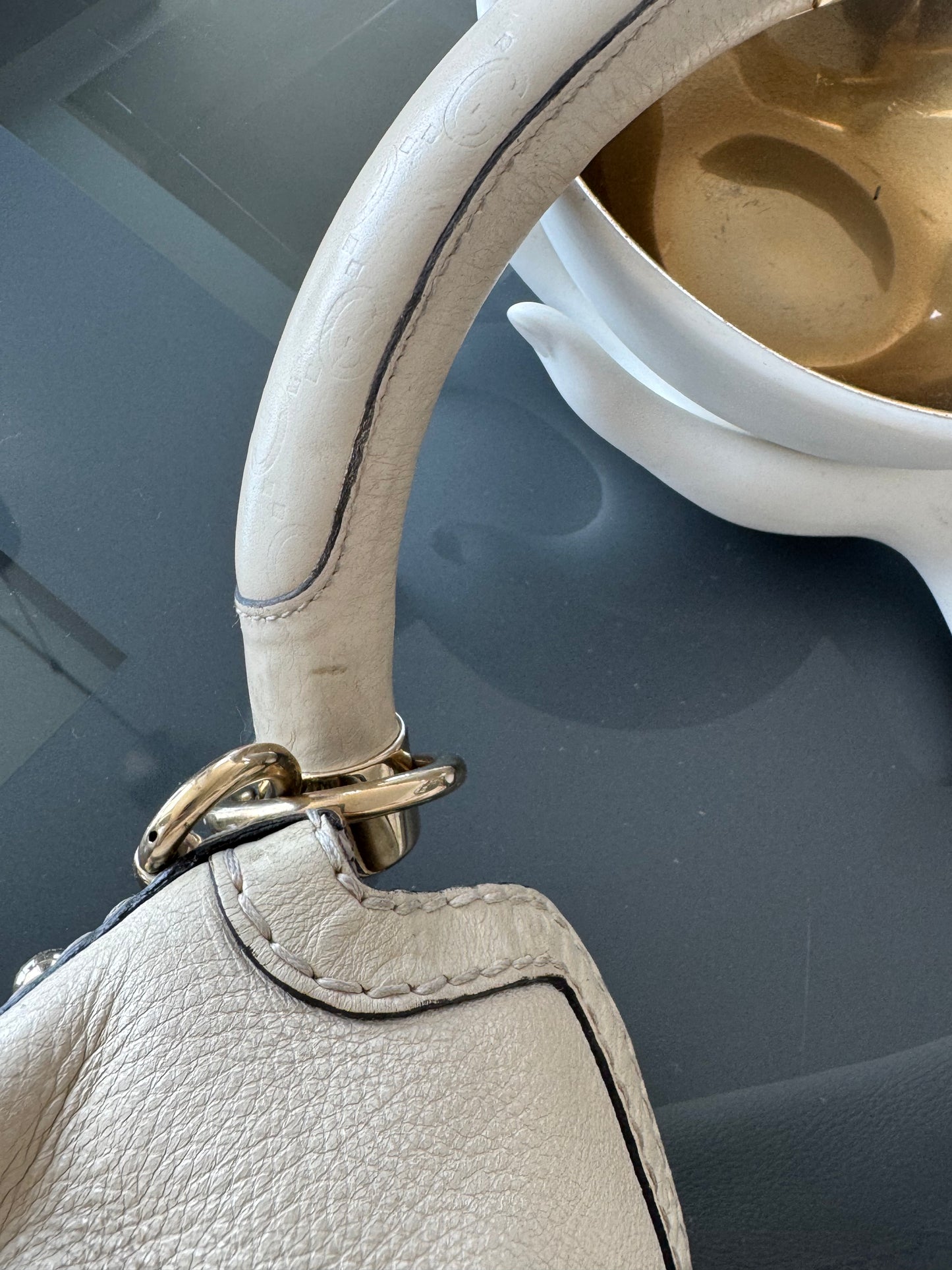 Gucci Large White Leather Indy Bag