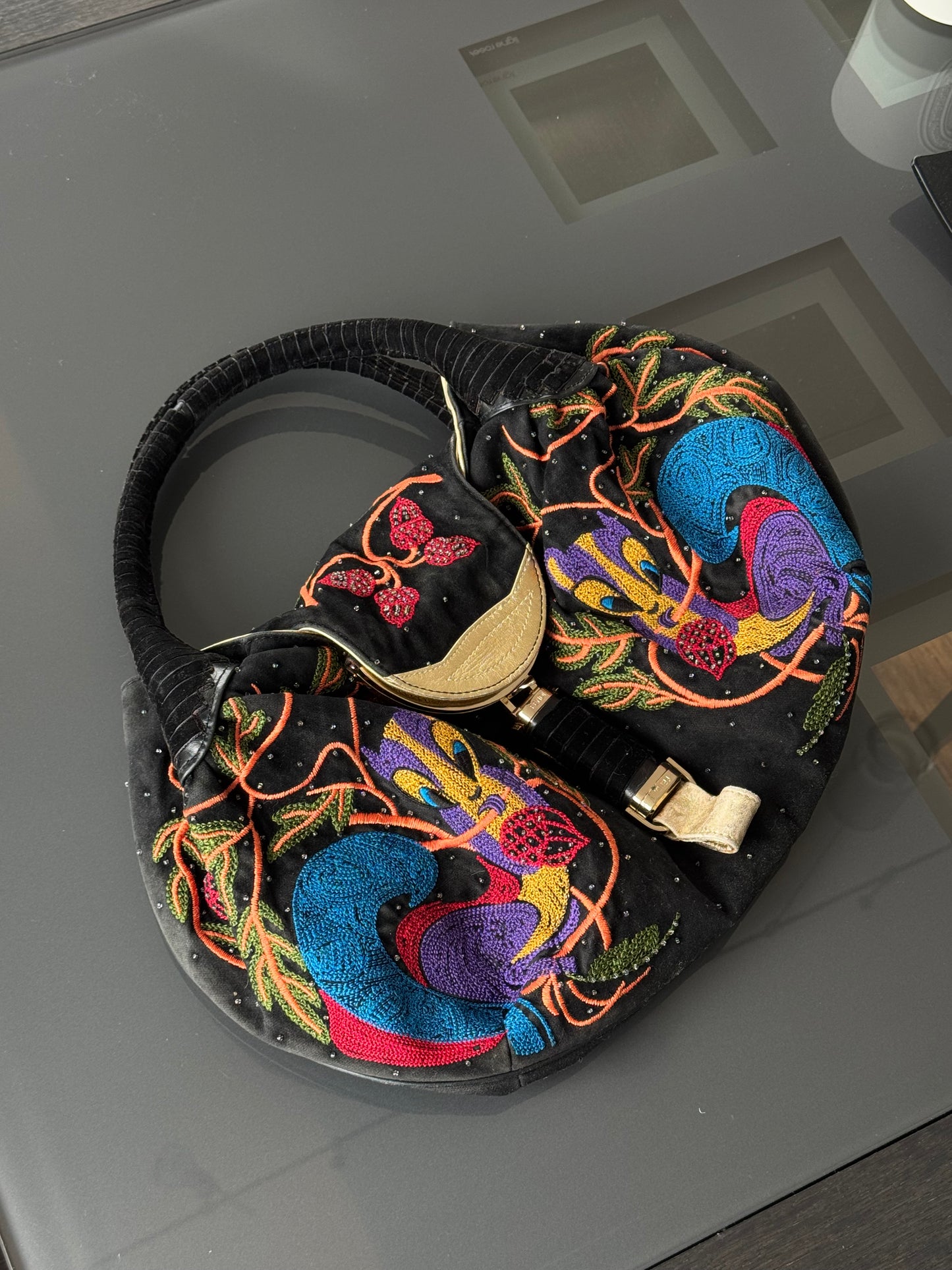 Rare Fendi FW2005 Beaded Squirrel Spy Bag