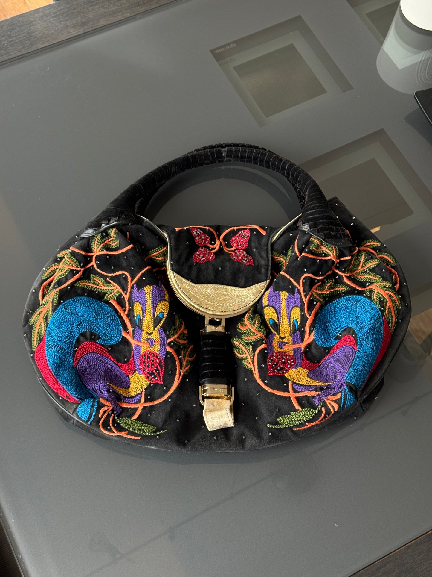 Rare Fendi FW2005 Beaded Squirrel Spy Bag