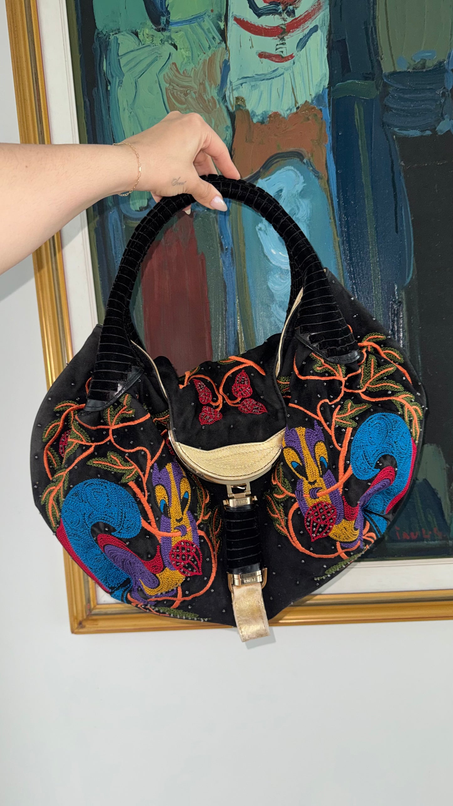 Rare Fendi FW2005 Beaded Squirrel Spy Bag