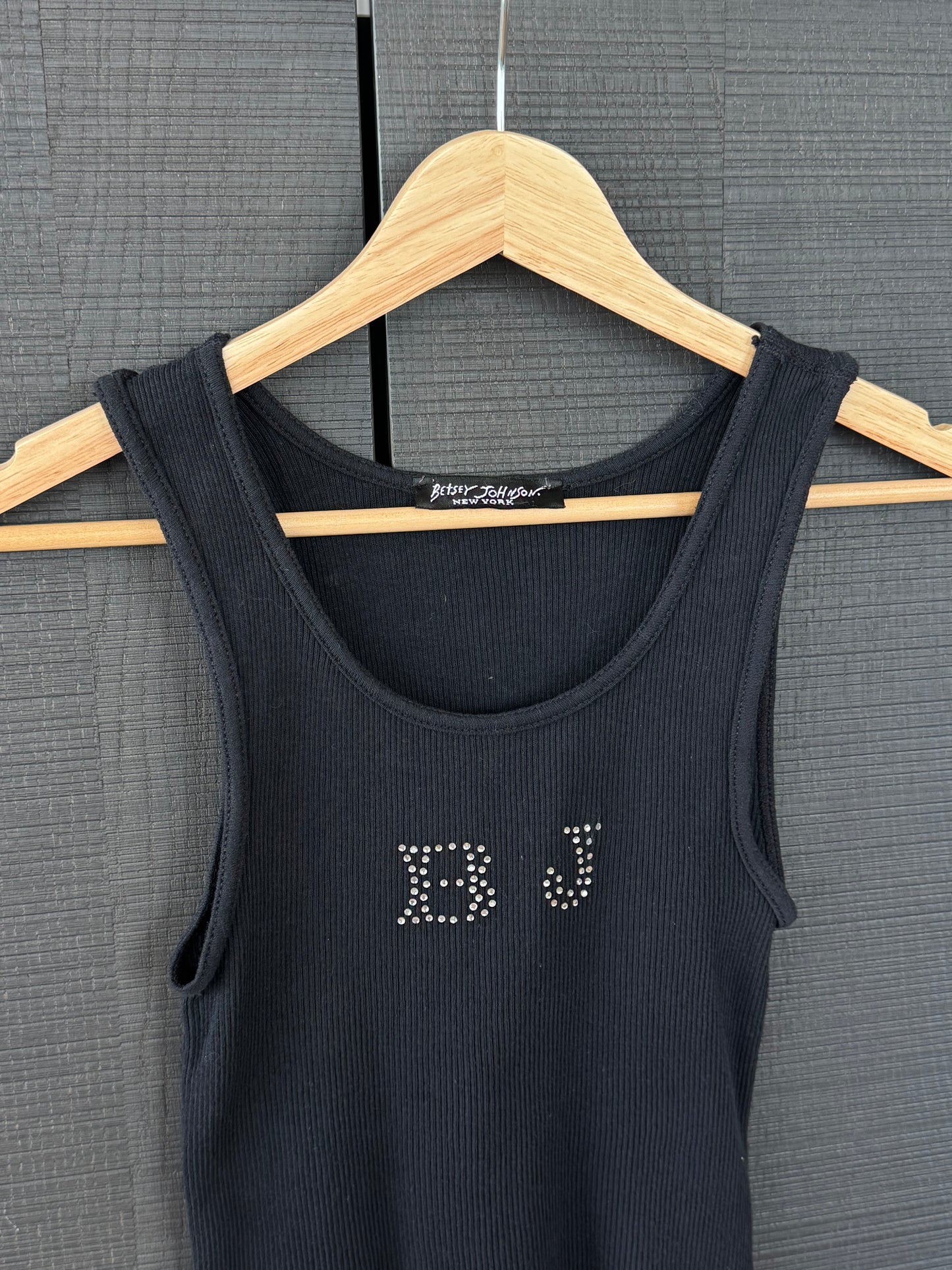 Vintage Betsey Johnson “BJ” Rhinestone Ribbed Tank
