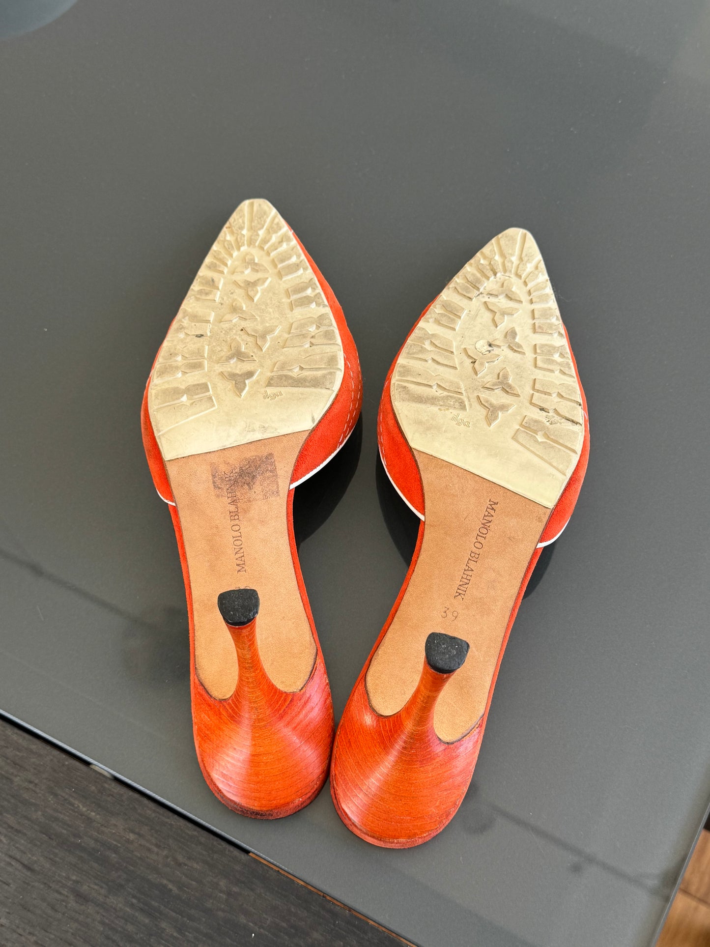 Manolo Blahnik Orange Lace-Up Heels (As Seen in SATC) 39