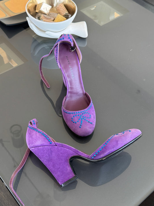 Vintage Marc Jacobs Bow Studded Suede Heels 39.5