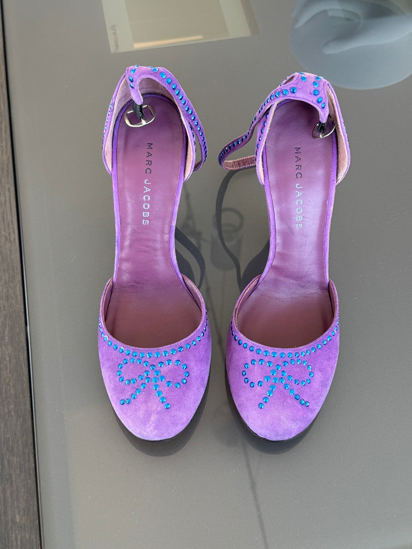 Vintage Marc Jacobs Bow Studded Suede Heels 39.5