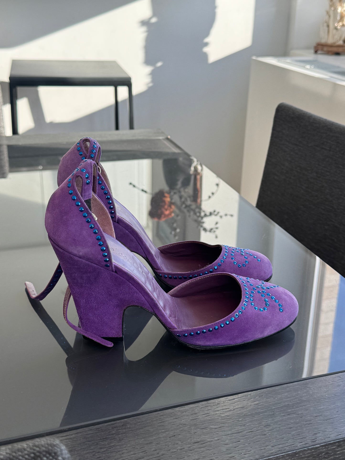 Vintage Marc Jacobs Bow Studded Suede Heels 39.5