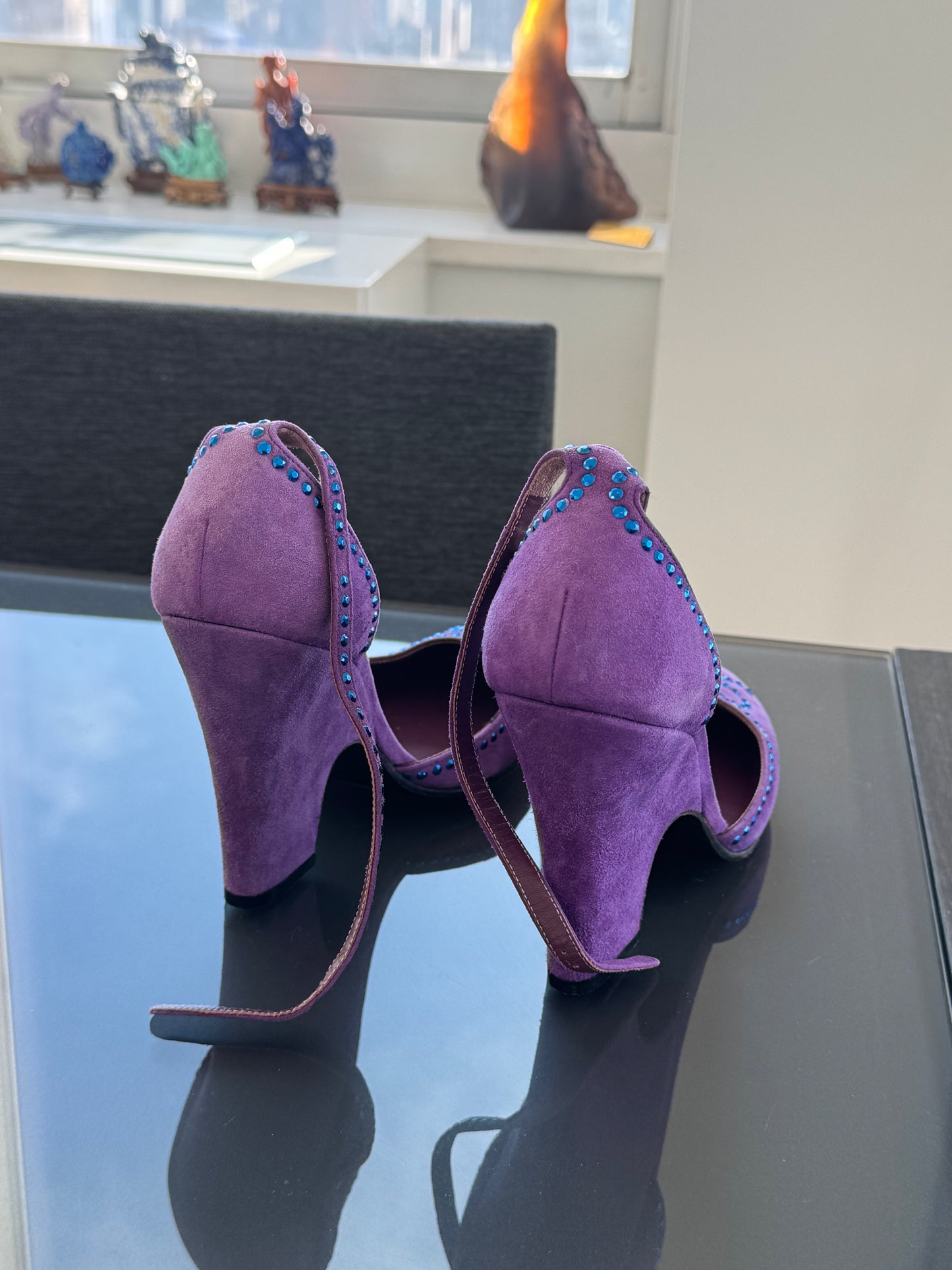 Vintage Marc Jacobs Bow Studded Suede Heels 39.5