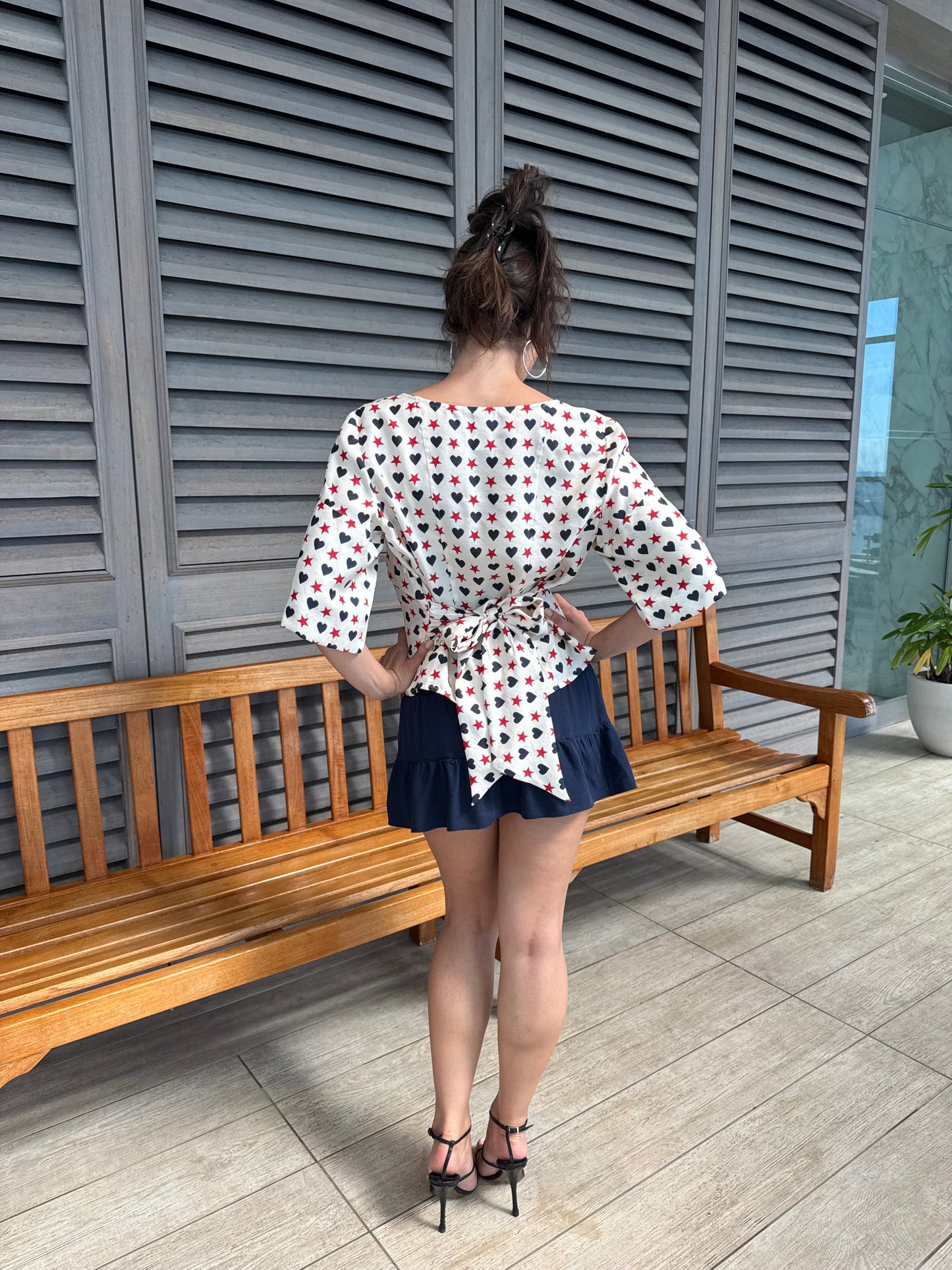 Vintage Christian Lacroix Silk Heart & Star Wrap Top