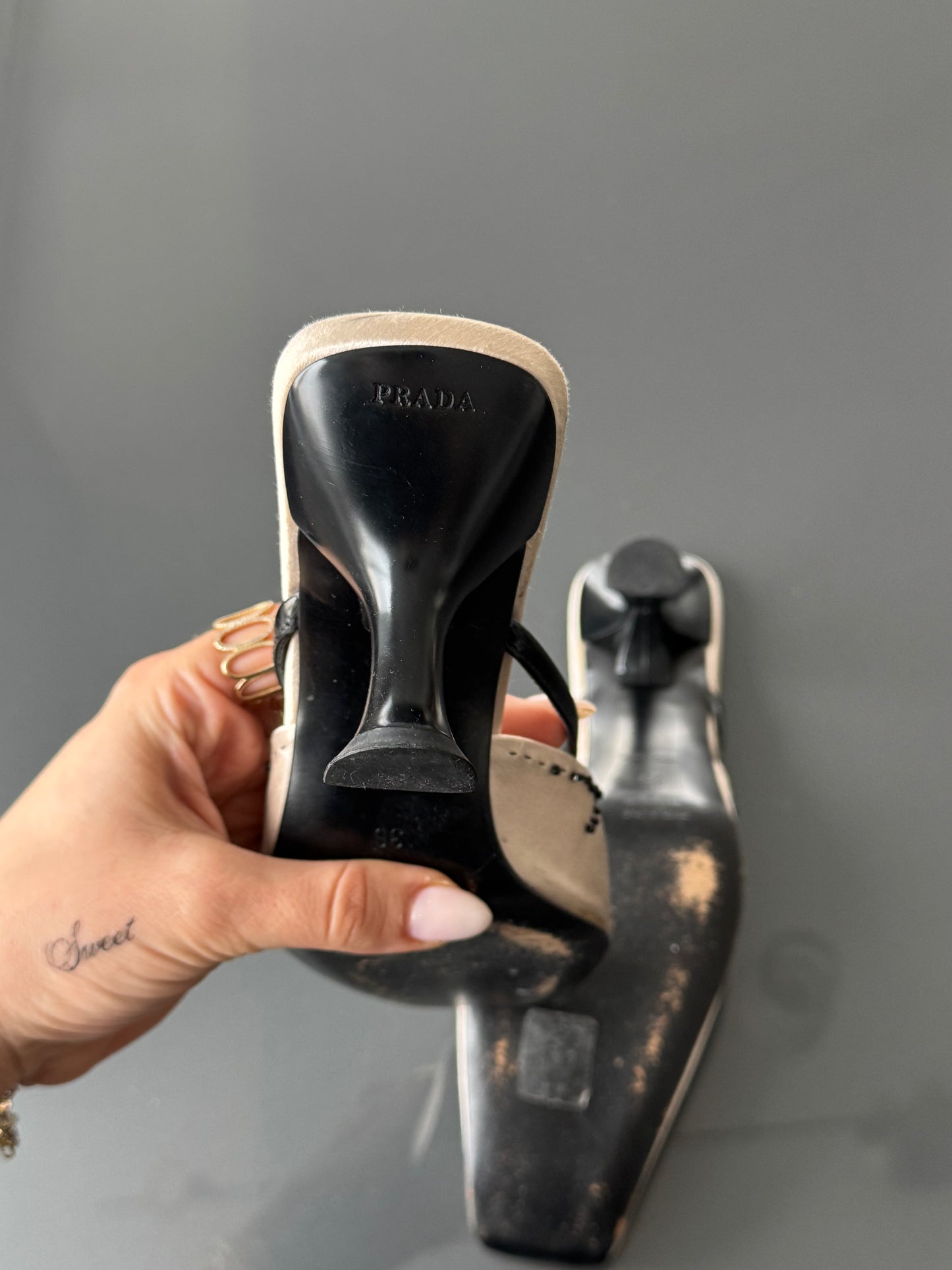 Prada SS2000 Silk Beaded Mules 36