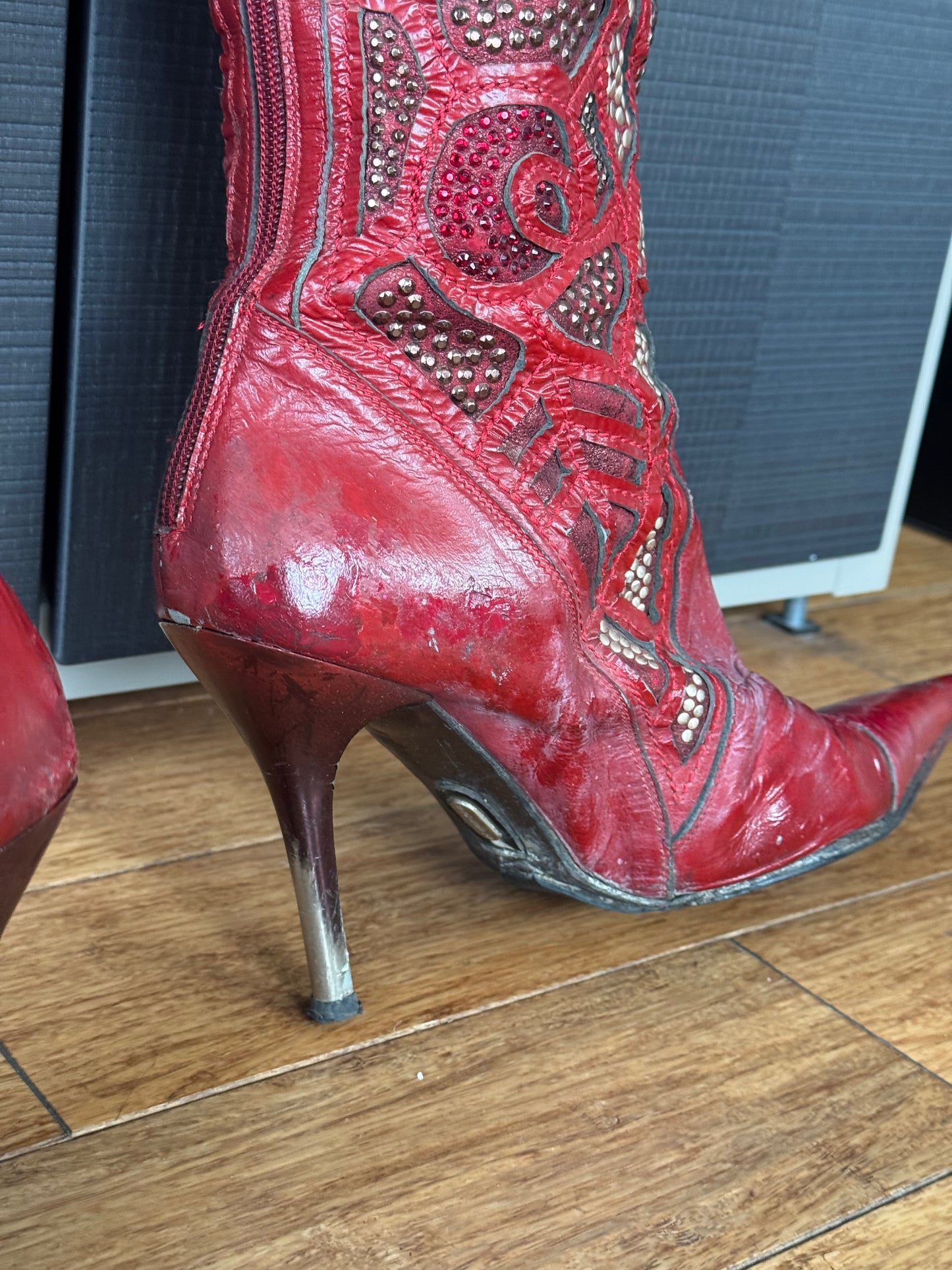 El Dantes Red Studded Leather Boots 38