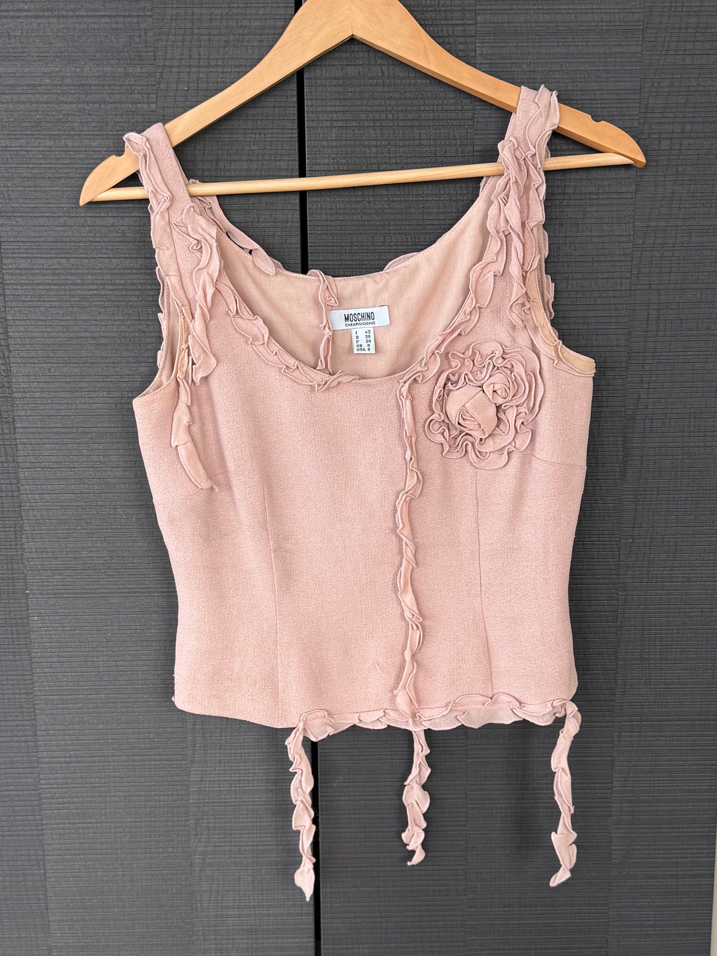 Vintage Moschino Cheap and Chic Rose Appliqué Top