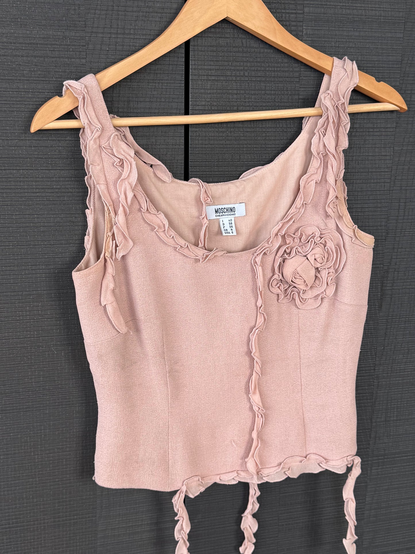 Vintage Moschino Cheap and Chic Rose Appliqué Top
