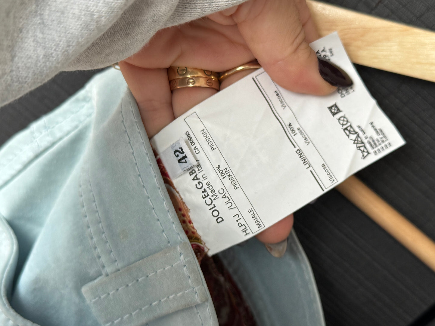 Vintage Dolce & Gabbana Baby Blue Suede Leather Pants