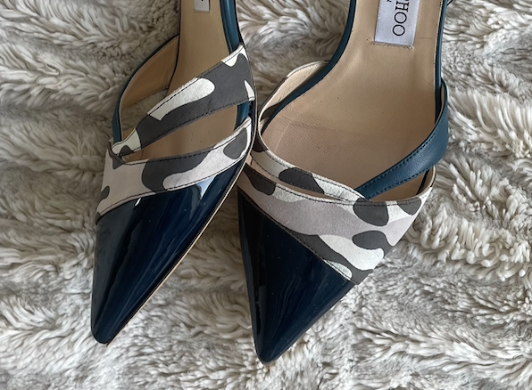 Jimmy Choo Slingback Camo Kitten Heel 38.5